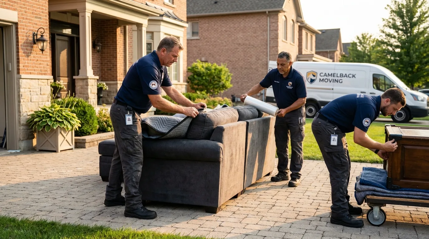 Large estate moving crew wrapping furniture in Rock Rapids, IA